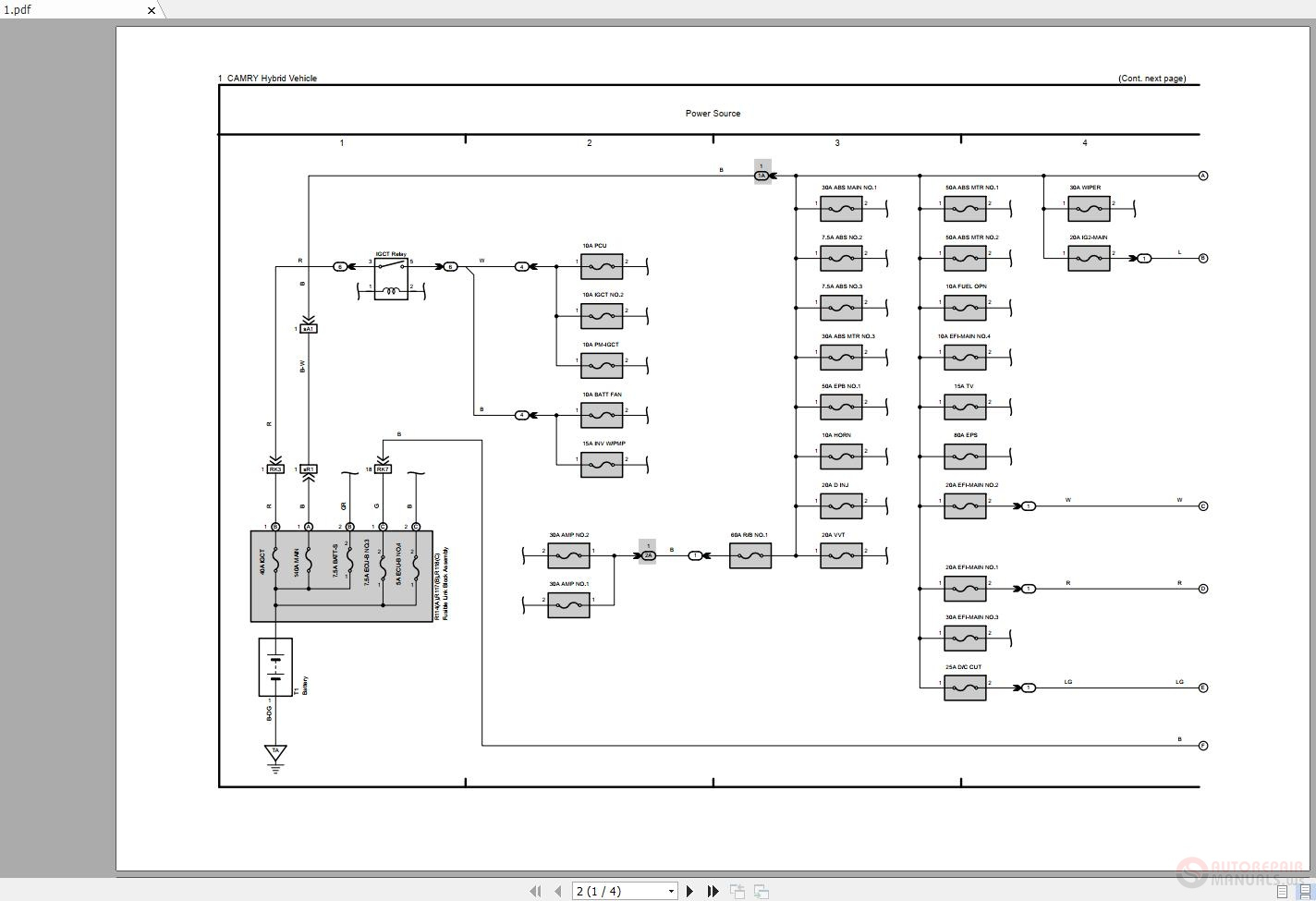 1998 Toyota Camry Electrical Wiring Diagram Manual Images Wiring