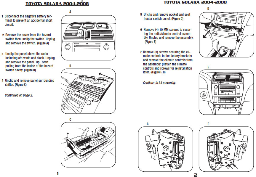 2006 Toyota Solara Installation Parts Harness Wires Kits Bluetooth