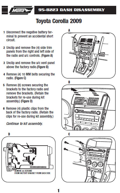 2009 Toyota Corolla Installation Parts Harness Wires Kits Bluetooth