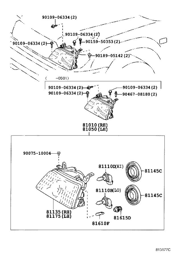 8101060072 Toyota Headlight Right Electrical Lamps Lighting 