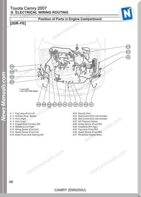 Electrical Wiring Routing Of Toyota Camry 2007 Camry 2007 Toyota 