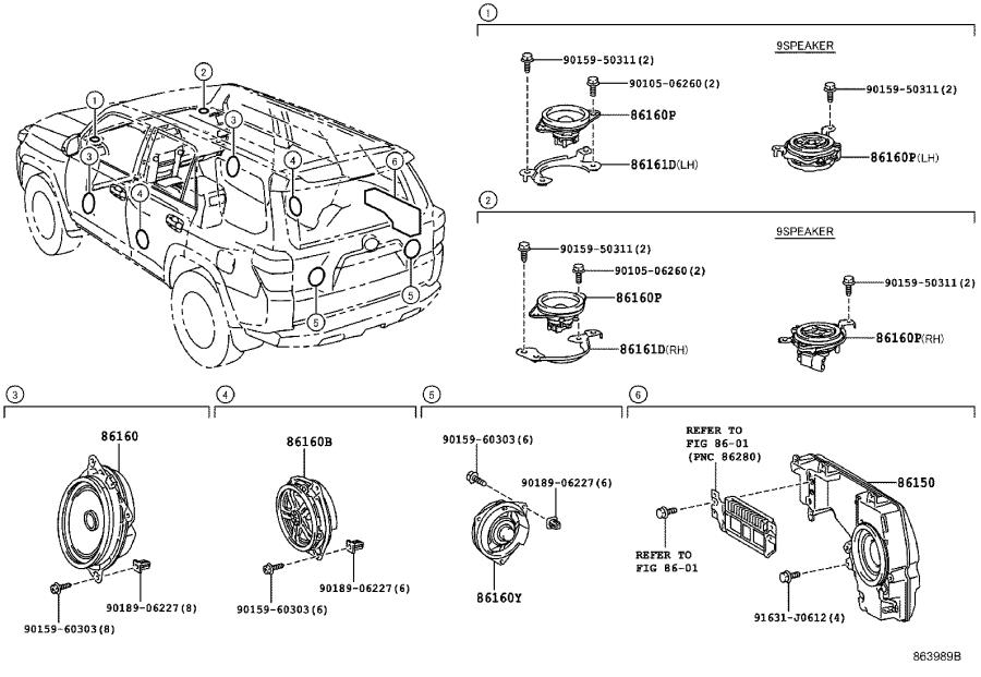 Toyota 4Runner Speaker Front AUDIO JBL Electrical 861600WN40