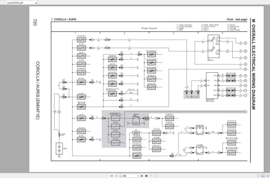 Toyota Auris Corolla 2007 08 Electrical Wiring Diagram Auto 