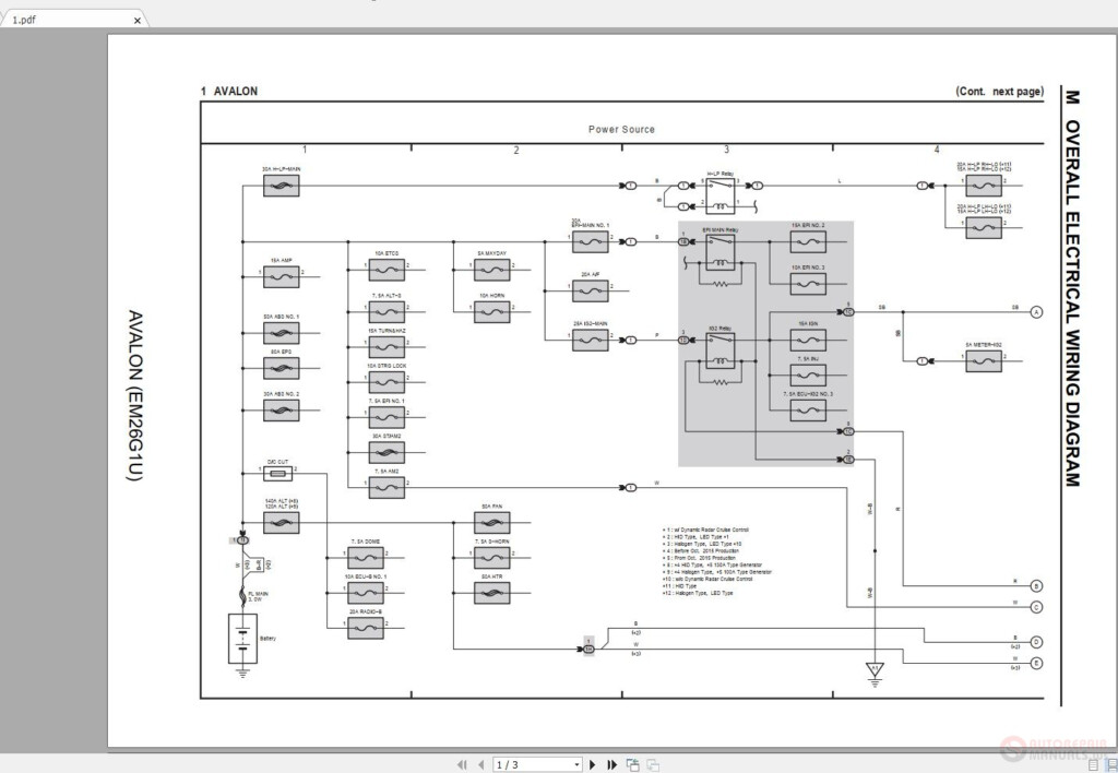 Toyota Avalon 2015 2018 Electrical Wiring Diagram Auto Repair Manual 