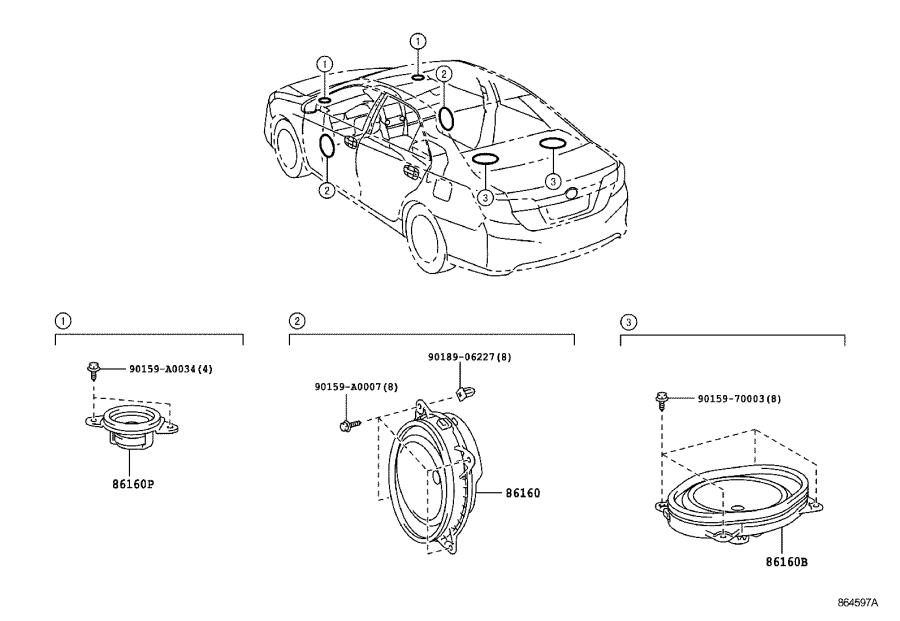 Toyota Camry Speaker Assembly Rear Audio Avn Jbl 8616006450 