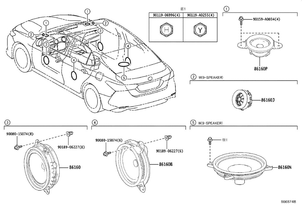 Toyota Camry Speaker Rear REAR NO 3 STEREO COMPONENT REAR 