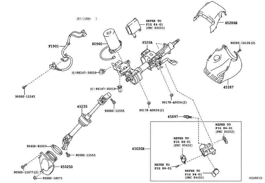 Toyota Camry Steering Column Wiring Harness TILT Brakes POWER 