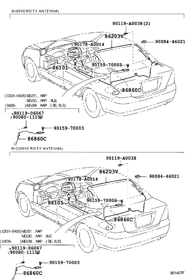 Toyota Camry Wire Sub Assembly Radio Electrical 86203AA030 Fred 