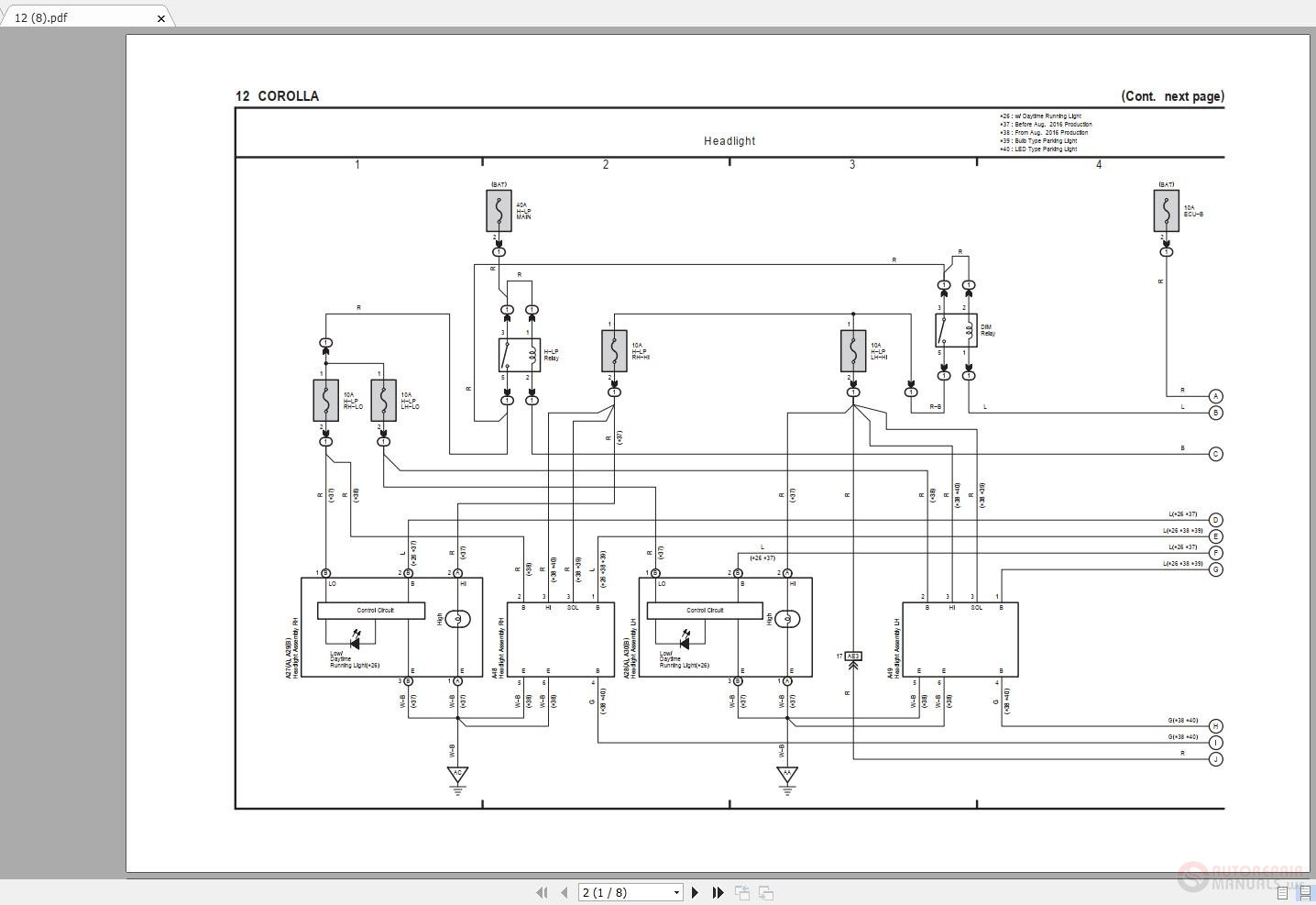 Toyota Corolla 2014 2019 Electrical Wiring Diagram Auto Repair Manual 