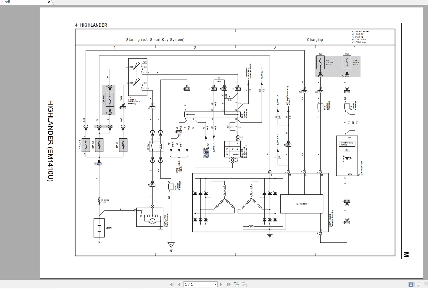 Toyota Highlander 2010 Electrical Wiring Diagram Auto Repair Manual 