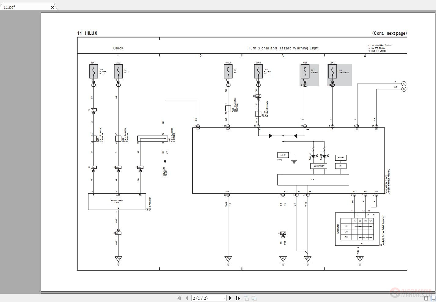 Toyota Hilux 2016 2019 Electrical Wiring Diagram Auto Repair Manual 