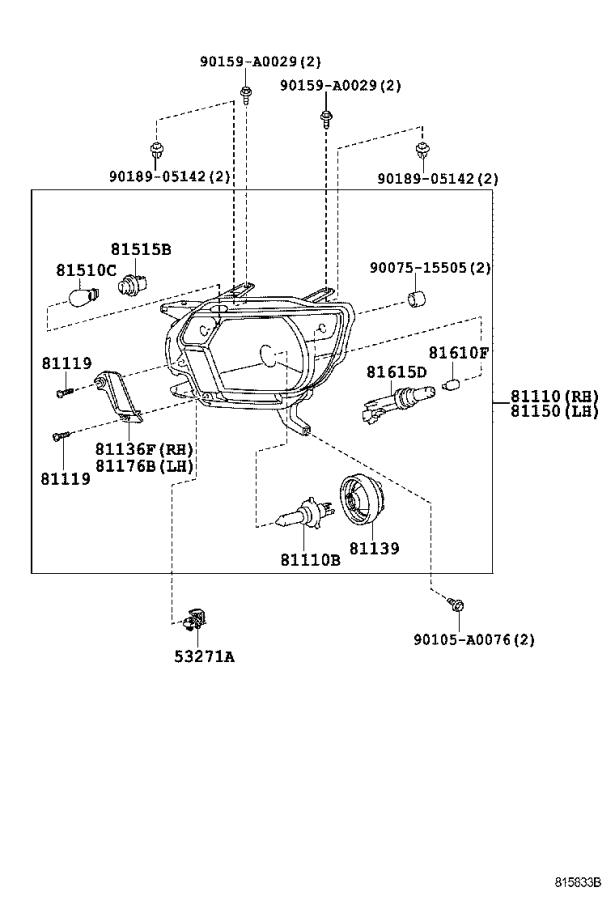 Toyota Tacoma Headlight Bulb Cap HEADLAMP HEADLAMP BACK HEADLAMP