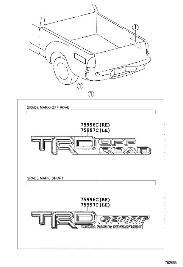 Toyota Tacoma Stripe Rear Body Left Rear Body Right Light Decal 