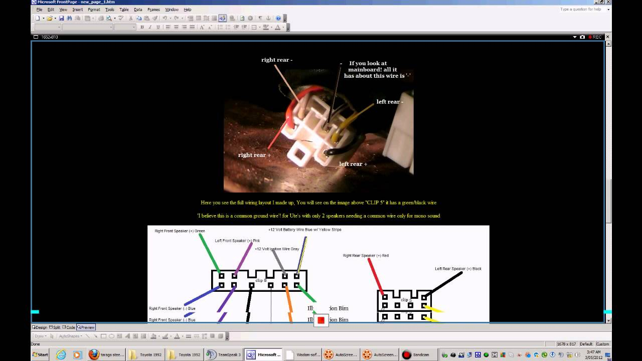 Toyota Tarago Previa Estima 1992 TCR10 Stereo Head Unit Wiring YouTube