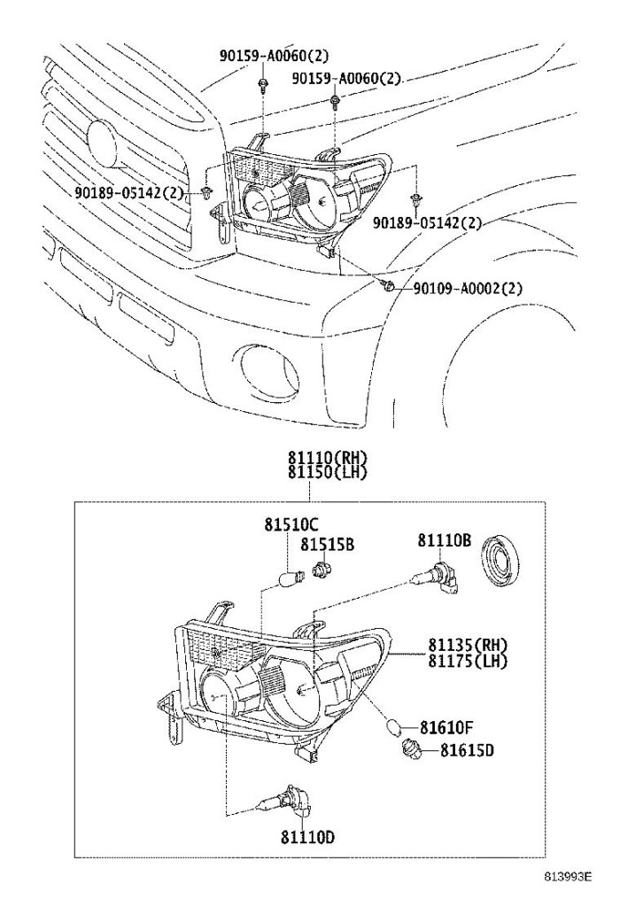 Toyota Tundra Headlight Left HEADLAMP Electrical Lamps 