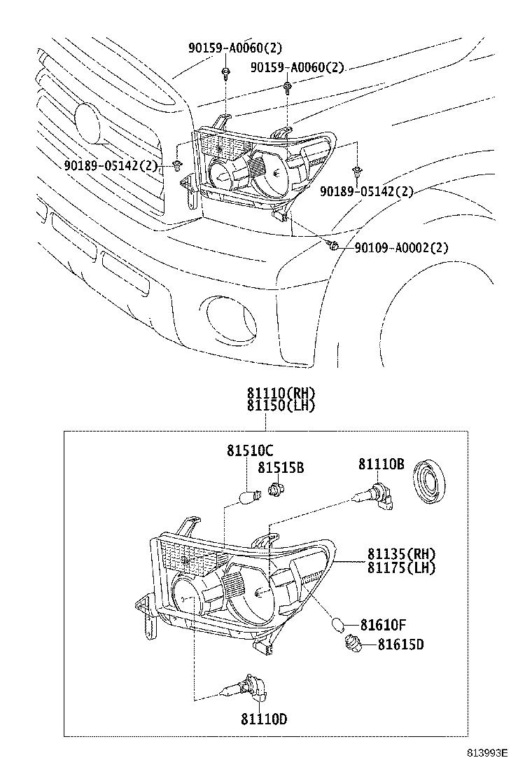 Toyota Tundra Headlight Left HEADLAMP Electrical Lamps 