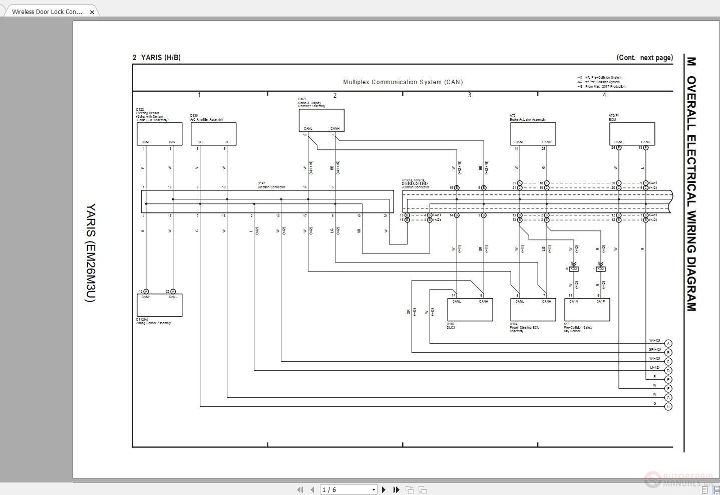 Toyota Yaris 2016 2018 Yaris EM26M0U Electrical Wiring Diagram Auto 