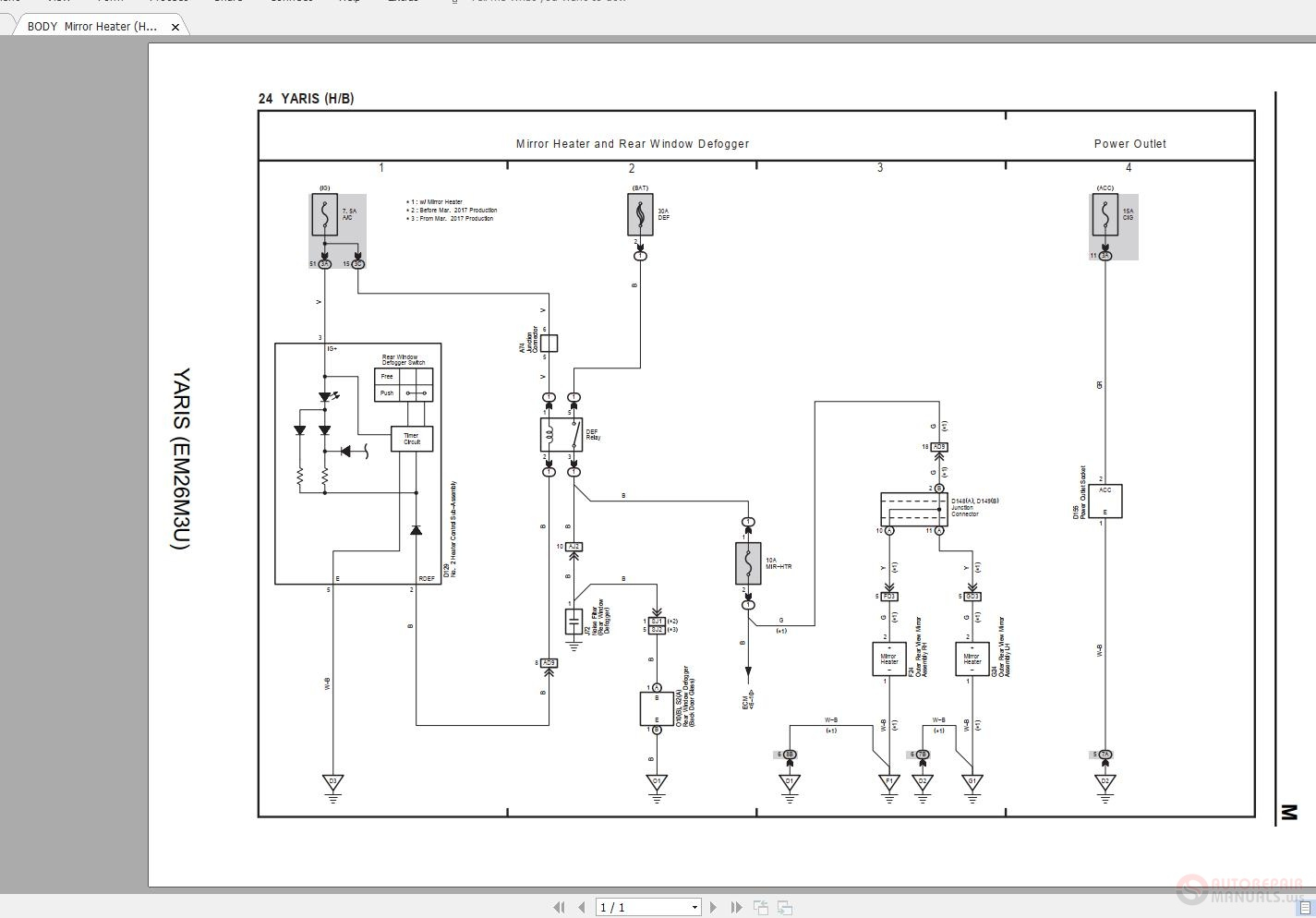 Toyota Yaris 2016 2018 Yaris EM26M0U Electrical Wiring Diagram Auto