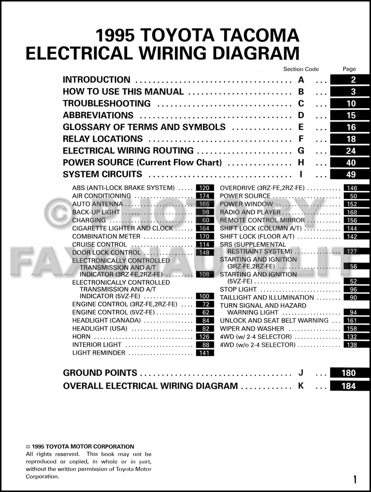 Toyotum Tacoma Truck Wiring Diagram Complete Wiring Schemas