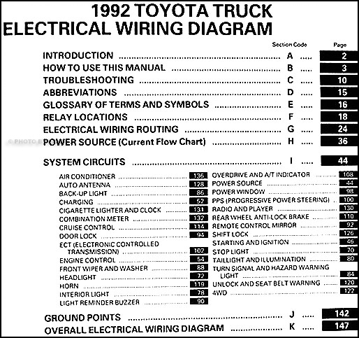 1992 Toyota Truck Wiring Diagram Manual Original