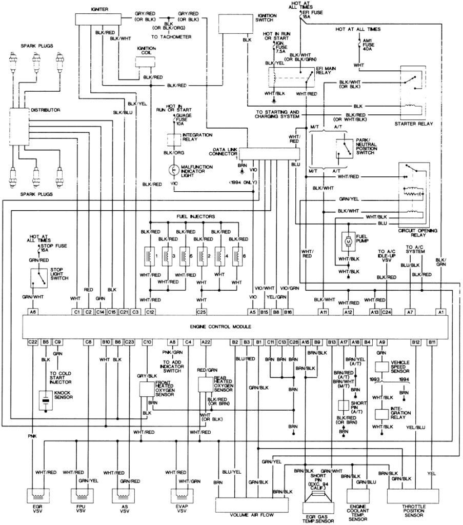  MR 2959 1994 Toyota Pickup Speedometer Cluster Diagram 1990 Toyota 