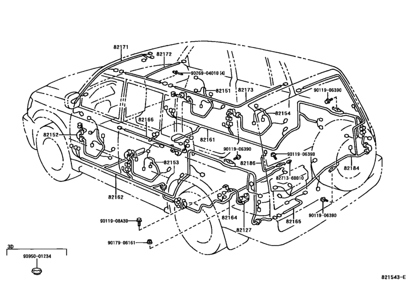 Wiring Clamp For 2000 2002 Toyota LAND CRUISER PRADO KDJ95 Europe 